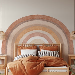 Wall Decal 1018 RAINBOW Terracotta Mural Peel & Stick Fabric Vinyl Kids Bedroom Bohemian Nursery Playroom Décor Watercolor Art Boho Rainbow