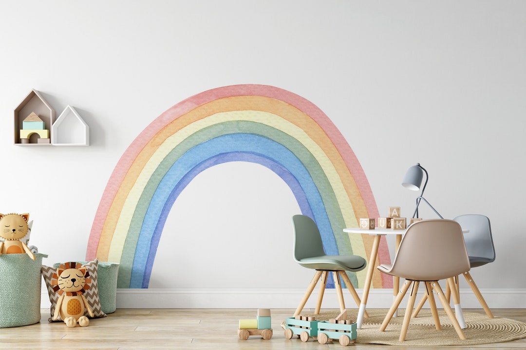 Wall Decal 1017 RAINBOW Mural Peel & Stick Fabric or Vinyl Kids Bedroom ...