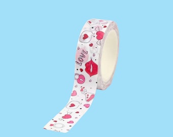 Valentine's Washi Tape, 15mm x 10m, Scrapbooking, Small Business, Packaging, Paper Tape, Craft Supplies, Decorative Tape, Eco Friendly