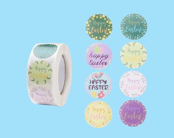 Mixed 'Happy Easter' Self-Adhesive Stickers, 1 Inch, Small Business, Packaging, Stickers, Easter, Easter Bunny, Happy Easter