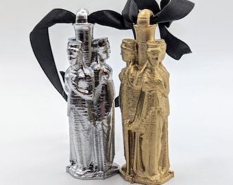 Hekate Ornament: 3", 3D Printed Lightweight PLA, Satin Ribbon, Hekate Triformis Soteira, Triple Goddess, Greek Mythology Witchcraft