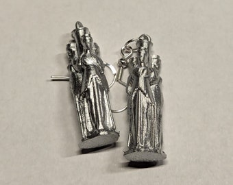 Hecate Statement Earrings: 3D Printed Lightweight PLA Charms and Hypoallergenic Hooks, Hekate Triformis