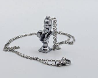 Sappho Necklace: 3D Printed Resin Charm, 450mm Stainless Steel Cable Chain, Lobster Clasp