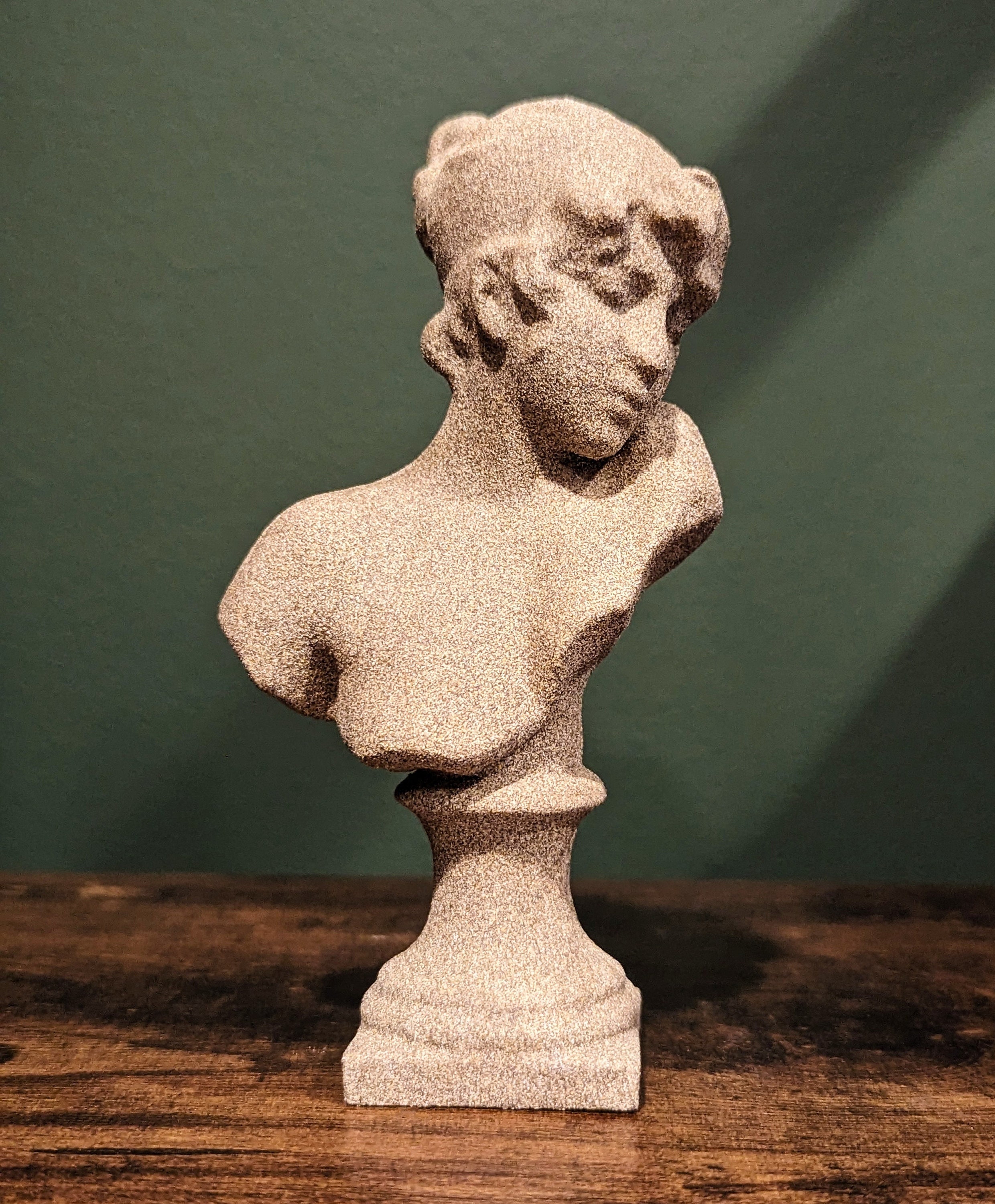 Faux Stone Sappho Bust: Textured Paint, 3D Printed Lightweight PLA