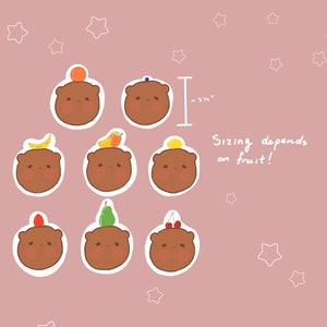 Cute Fruit Bear Matte Vinyl Stickers | Holographic Bear Stickers