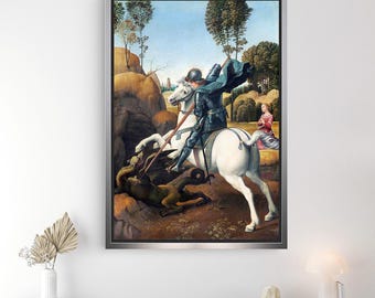 St. George and the Dragon Canvas Print – Raphael Renaissance Wall Art