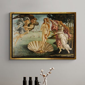 Venüs Wall Art, Sandro Botticelli Framed Canvas, The Birth of Venus Wall Art, Sandro Botticelli Wall Art, Old Masters Silver Framed Canvas