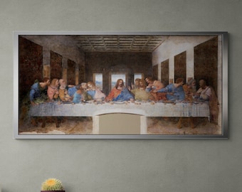 Leonardo da Vinci Canvas, Last Supper Wall Art, Woman Wall Art, Famous Canvas, Da Vinci Wall Art, Last Supper Canvas, Black Framed Canvas