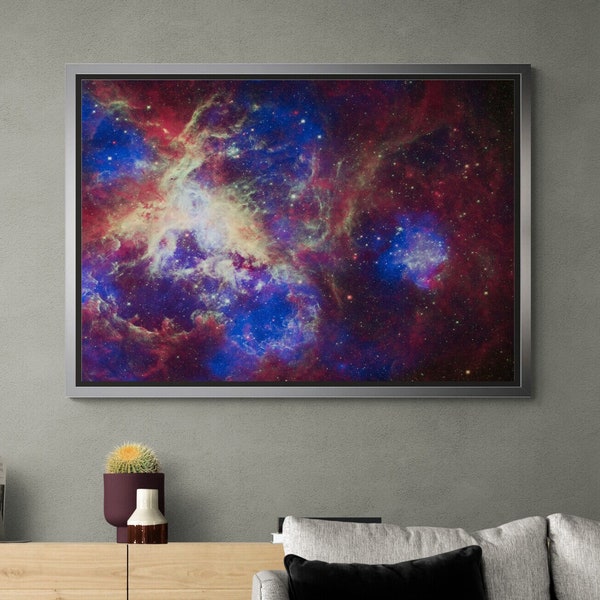 Tarantula Nebula Framed Canvas, Nebula Wall Art, Tarantula Nebula, Astronomy Canvas, Space Wall Art, Galaxy Canvas, White Framed Canvas