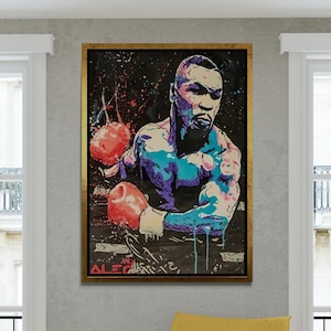 Mike Tyson Framed Canvas, Legendary Boxer Wall Art, Professional Boxer Wall Art, Champion Mike Tyson Wall Art, Mike Tyson Gold Framed Canvas