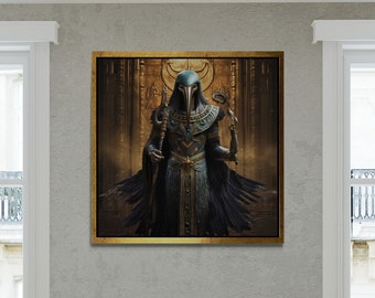 Tela incorniciata Thoth, mitologia egizia, arte murale etnica