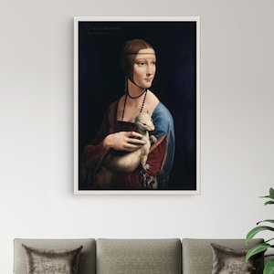 Lady with an Ermine Canvas Wall Art – Leonardo Da Vinci Classic Portrait – Renaissance Artwork for Elegant Interiors