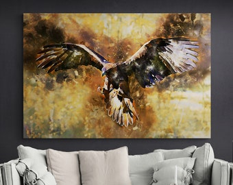 Flying Eagle Canvas Print, Animal Wall Art