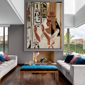 Hieroglyphs Wall Art, Pharaoh Canvas, Goddess Wall Art, Egyptian Queen Canvas Art, Ancient Ages Canvas, Historical Art, Ready to Hang Canvas
