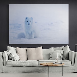 Arctic Fox Canvas, Animal Wall Art, Fox Wall Art, Large Wall Art, Winter Wall Art, Arctic Fox, White Fox Arctic Canvas, Snow Wall Art