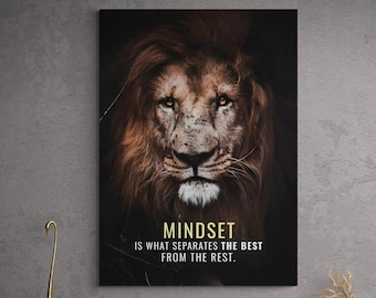 Mentality Lion Canvas Art, Entrepreneur Quotes Wall Art, Wild Animal Print, Success Quote Poster, Home And Office Decor, Mındset Artwork