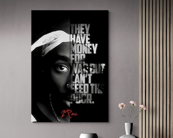 Tupac Canvas, 2Pac Wall Art, West Side Canvas, Rapper Wall Art, Legend Artwork, Famous Words Art, Old School Wall Art, Black and White