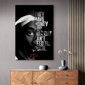 Tupac Canvas, 2Pac Wall Art, West Side Canvas, Rapper Wall Art, Legend Artwork, Famous Words Art, Old School Wall Art, Black and White