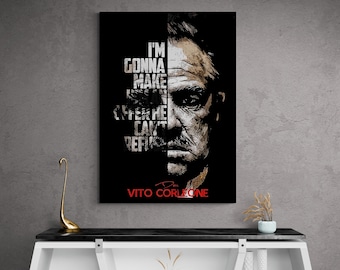 The Godfather Canvas, Don Carleone Wall Art, Film Artist Poster, Legend Artist Print, Italian Fİlm Artwork, Mafia Art, Old Film Wall Print