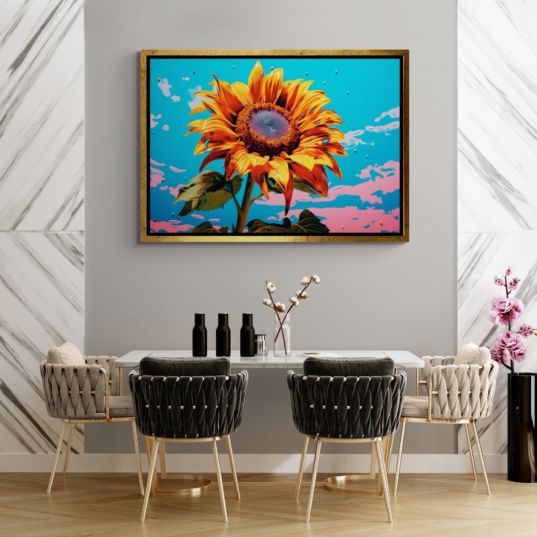 Sunflower Framed Canvas, Floral Wall Art, Blossom Sunflower Canvas