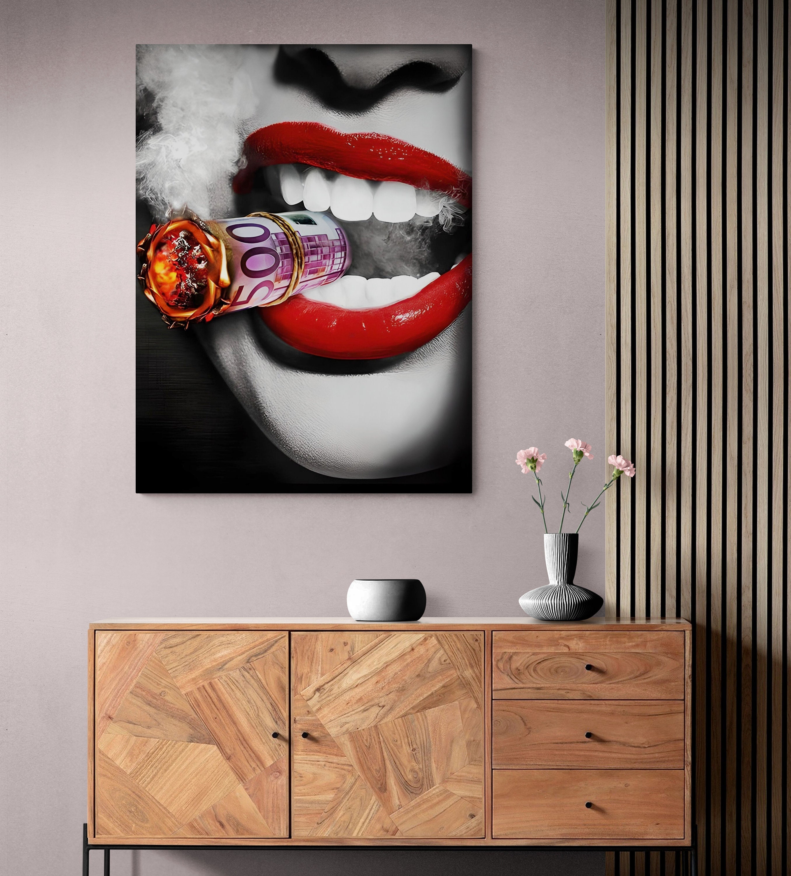 D-GROEE Unframed Modern Fashion Woman Canvas Art Smoking