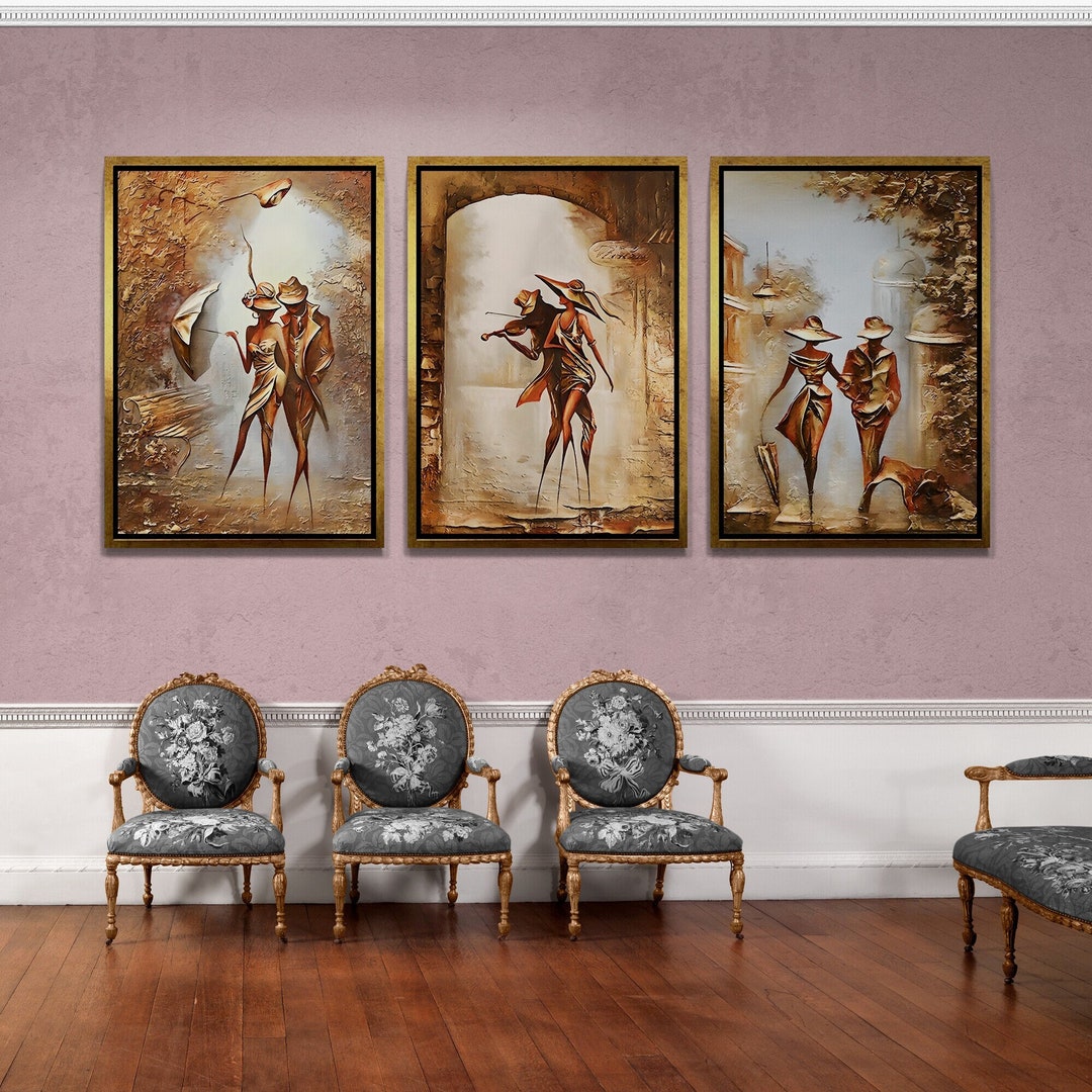 Couple Dancing Wall Art, Golden Photo Wall Art, Gift for Lover Canvas