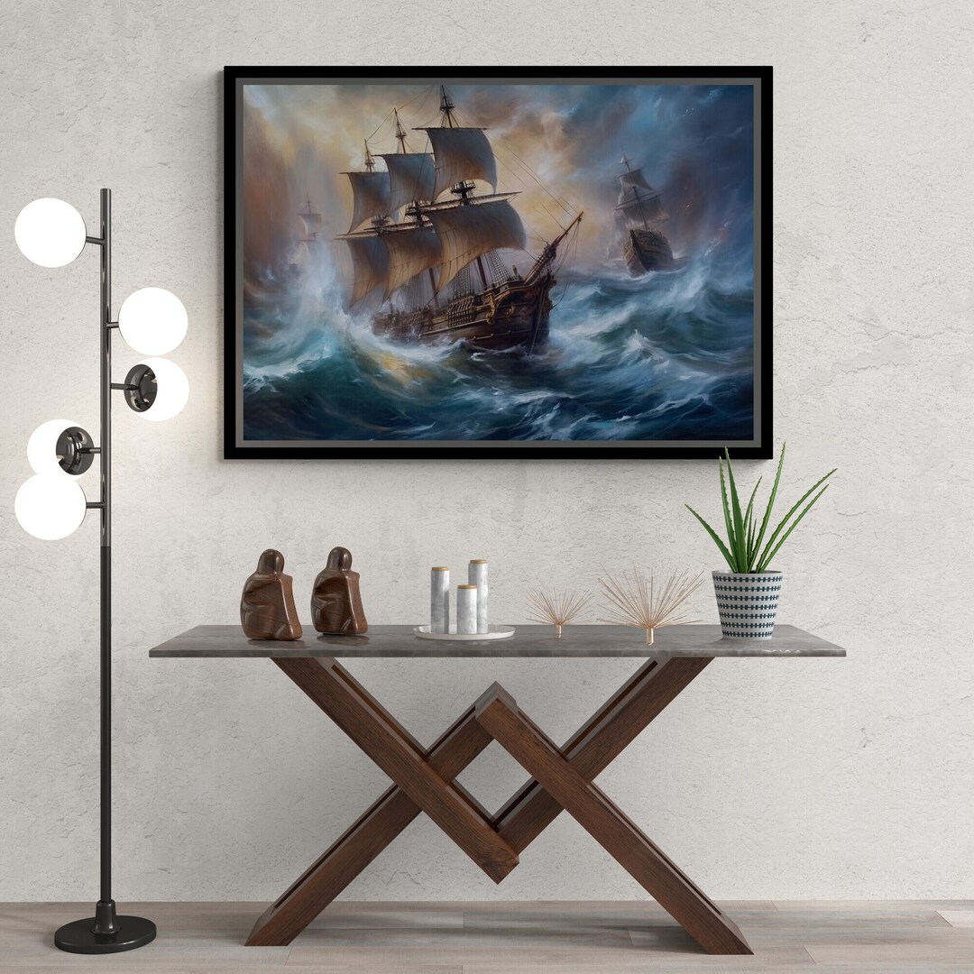 Pirate Ship Wall Art, Ship Canvas, Ocean Canvas, the Waves Canvas