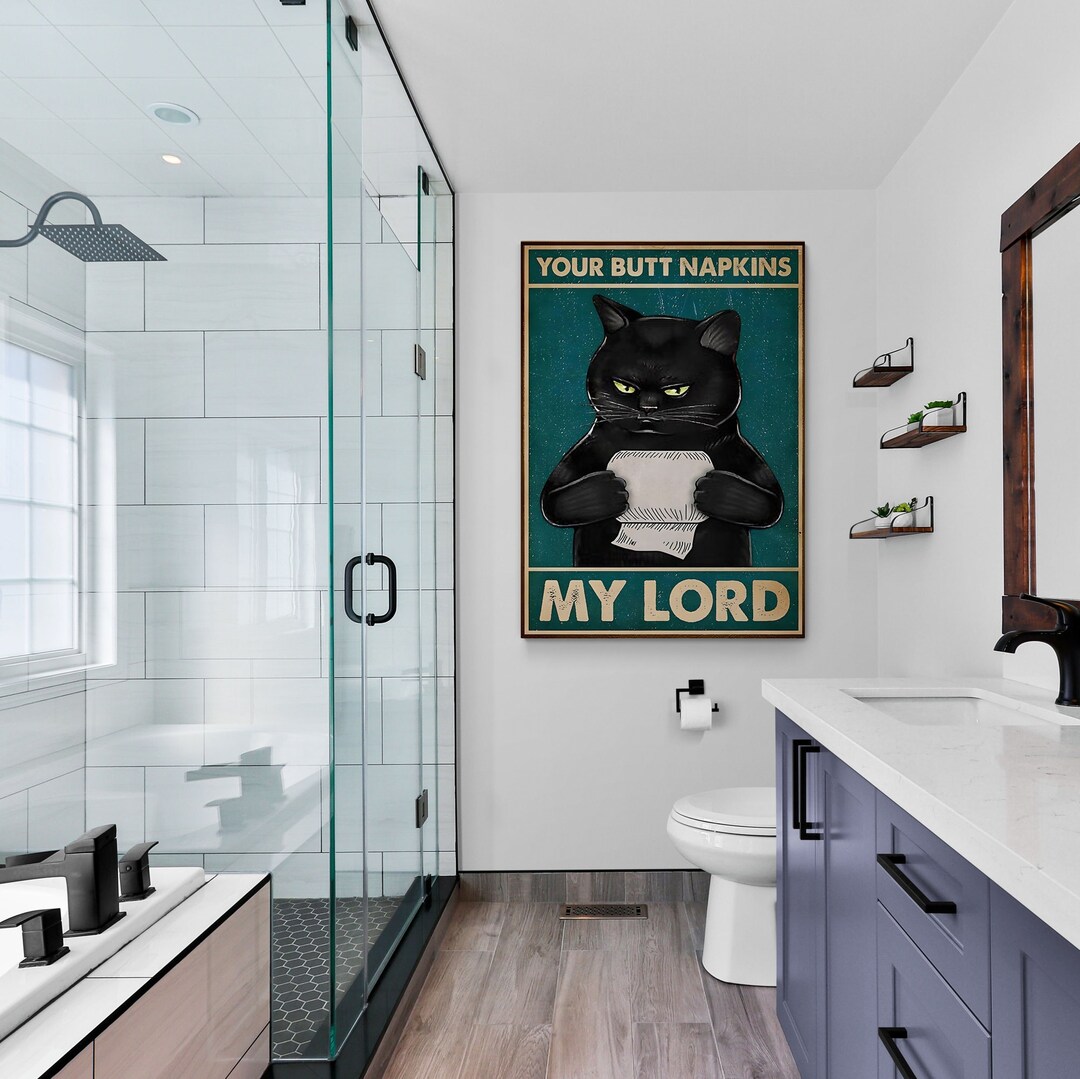 funny-cat-wall-art-black-cat-canvas-art-your-butt-napkins-my-lord-cat