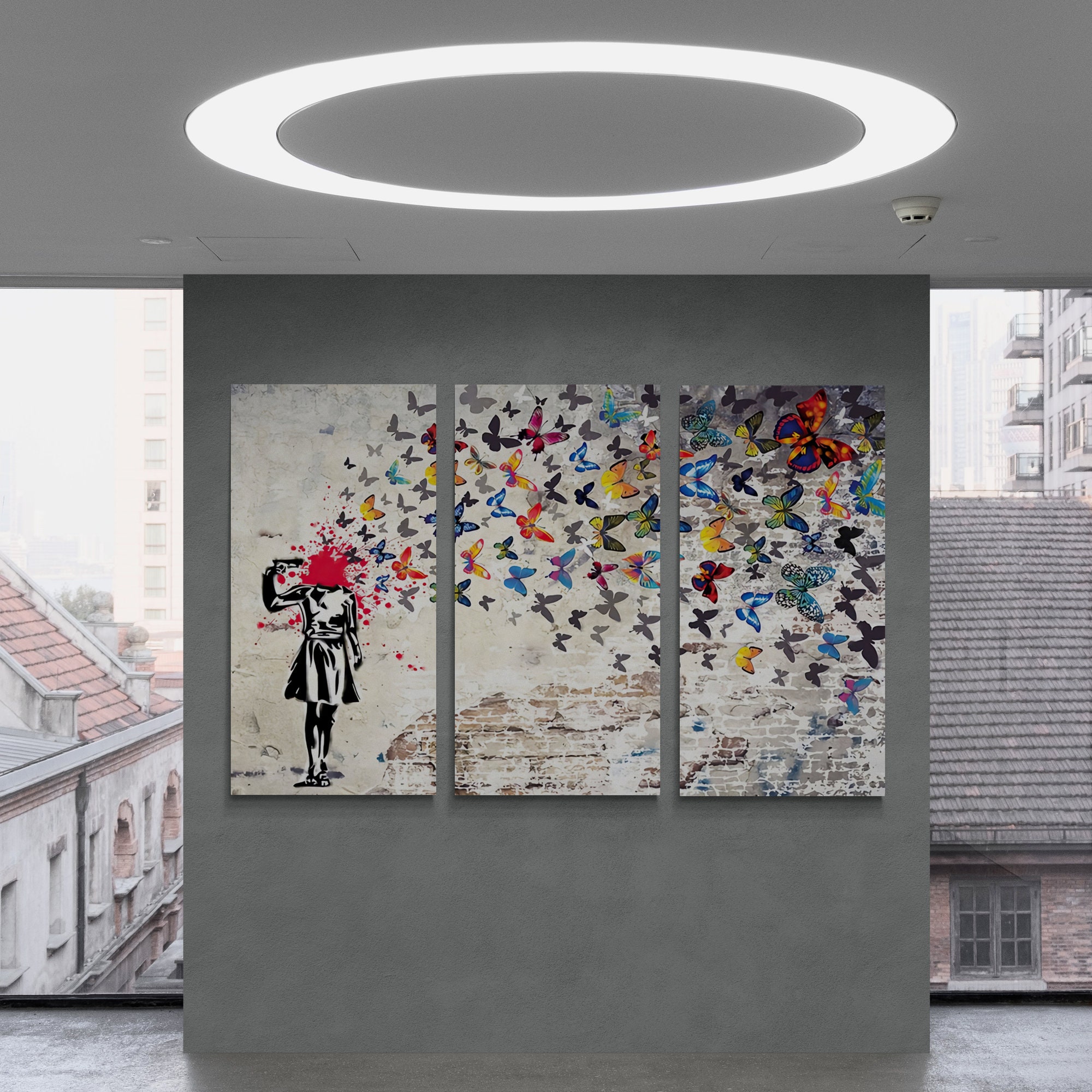 3   バンクシー 丘の上 Amazon.co.jp: Banksy Graffiti ストリートアートキャンバス