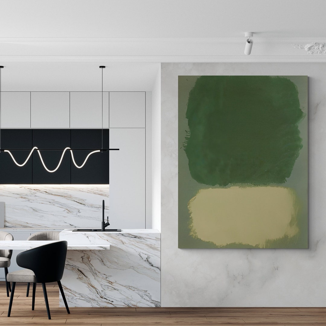 Mark Rothko Canvas Art, Rothko Dark Green White Wall Art, Art