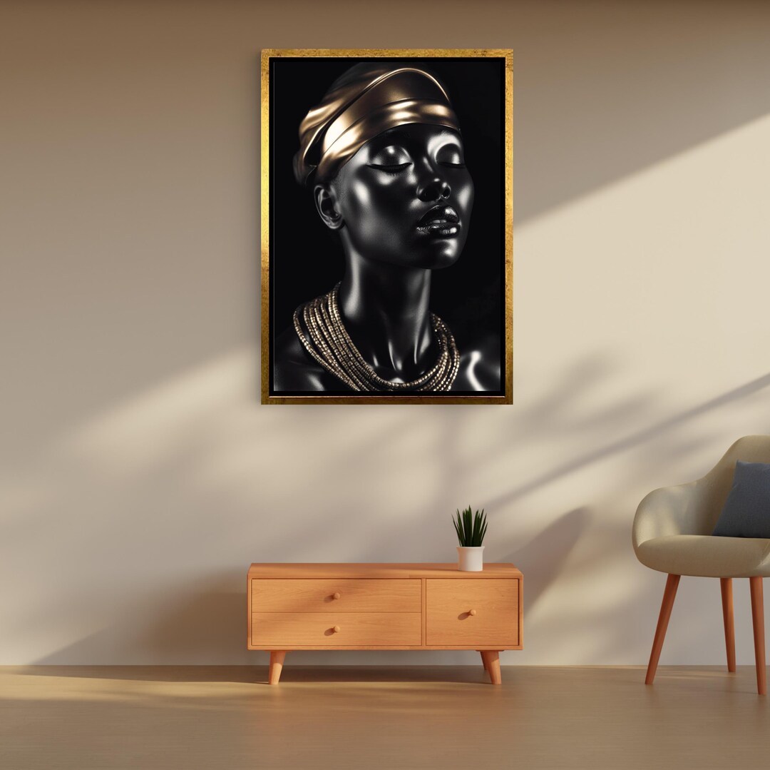 Black and Gold Woman Portrait Canvas – Modern Luxury Wall Art - Etsy