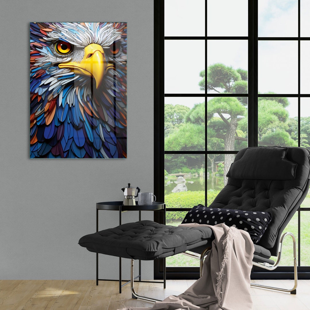 Tempered Glass Wall Art, Wild Animal Wall Art, Glass Wall Art, Large Wall Art, Bald Eagle Wall
