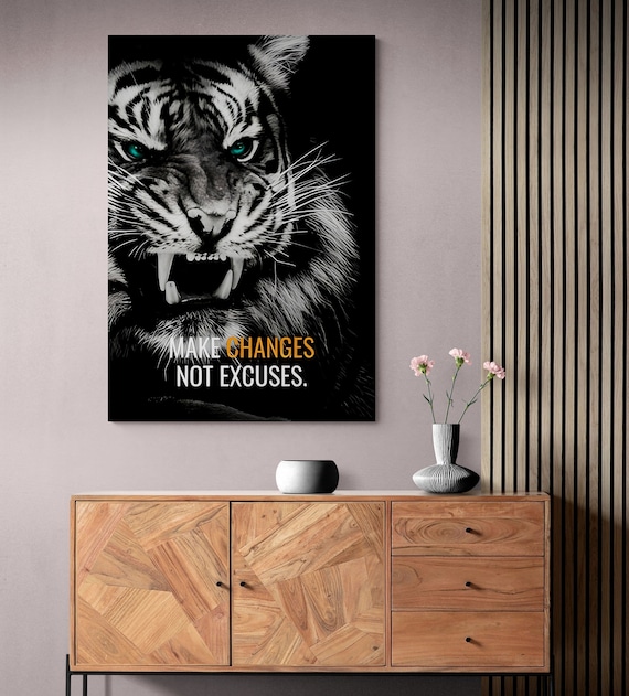 Bengal Tiger Canvas Wild Animal Wall Decor Motivational - Etsy Bengal Tiger Canvas Wild Animal Wall Decor Motivational - Etsy