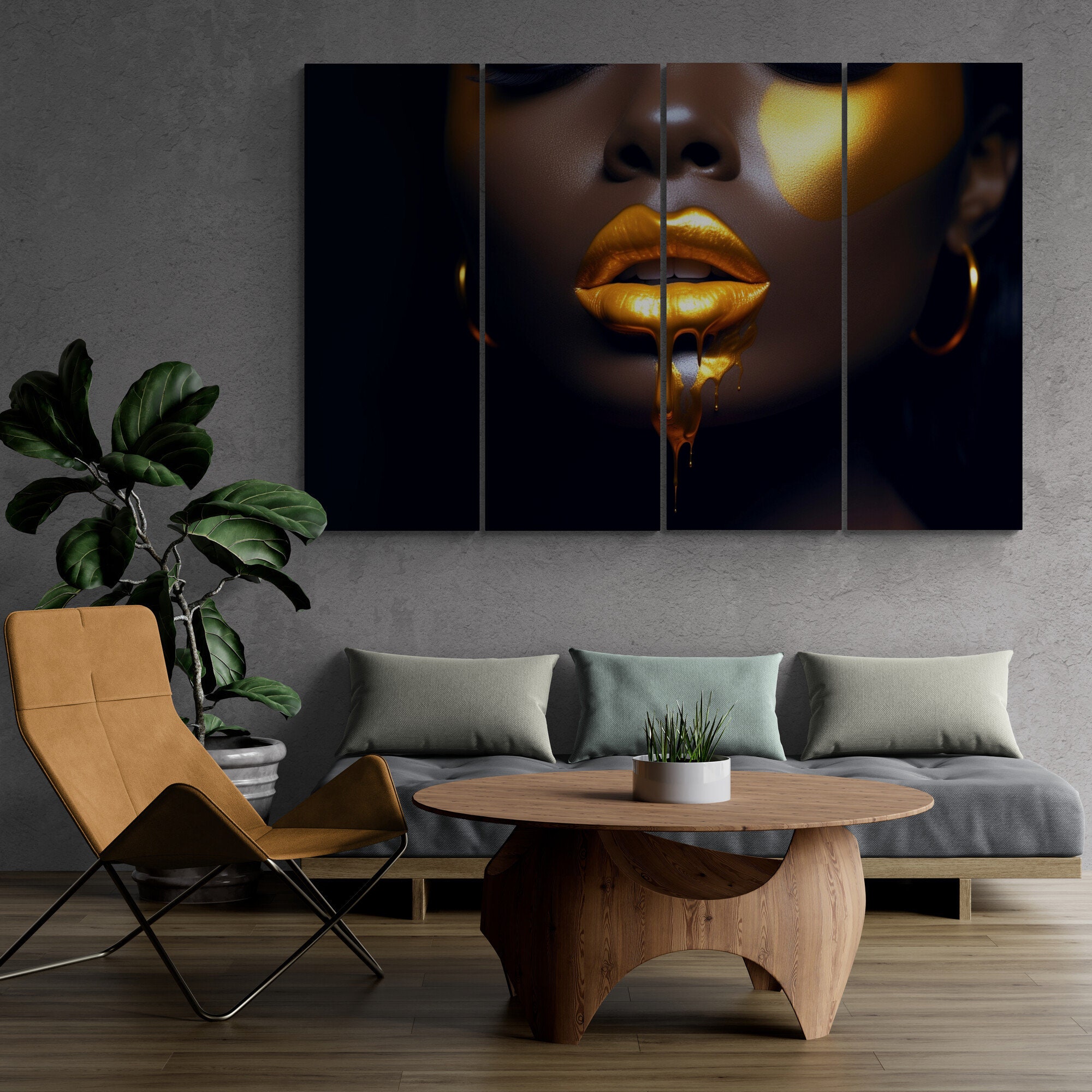  CanvasVilla GOLD LIPS CANVAS WALL ART - ABOVE COUCH WALL DECOR  Motivational Inspirational Quotes Canvas Print Wall Art Painting Decor for  Office, Home- 12X16 Black Frame small - Ready To Hang