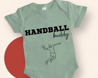 Babybody kurzarm Grün / personalisiertes Geschenk / Wunschtext / Handball buddy / Neugeborenes Baby/ Hellgrün Salbeigrün