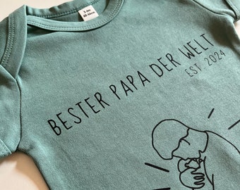 Babybody kurzarm in verschiedenen Farben / Personalisiertes Geschenk zum Vatertag / Bester Papa der Welt/ Babypapa/ Erster Vatertag Geschenk