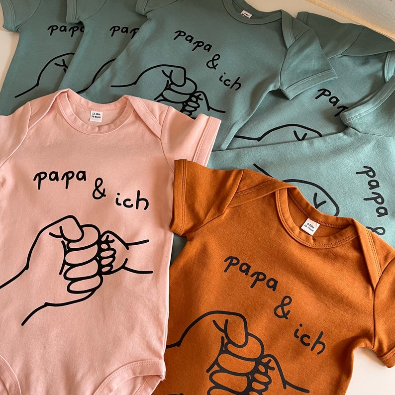 Babybody kurzarm in verschiedenen Farben / Personalisiertes Geschenk zum Vatertag / Papa und ich/ Babypapa/ Neuer Dad Vatertagsgeschenk Bild 9