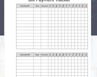 Seguimiento de pagos de facturas, tamaño mini Happy Planner, mensual, trimestral y anual (descarga instantánea)