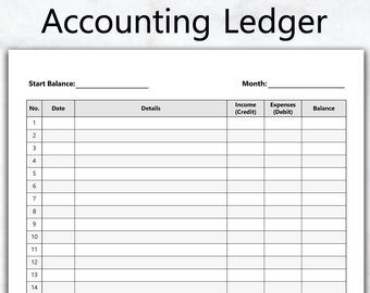 Accounting Ledger, Printable Ledger Sheets and Money Tracker, Ideal General Ledger For Your Small Business Bookkeeping