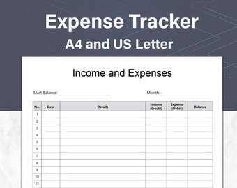 Expense Tracker, Spending Tracker, Printable Income and Expense Log and Finance Planner, Ideal For Your Small Business Bookkeeping