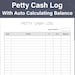 Petty Cash Ledger Fillable and Printable Cash Flow Log Sheet, Ideal ...