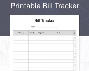 Bill Tracker, Yearly Bill Payment Log, Printable Budget Planner and Payment Tracker,  Keep on top of your bills