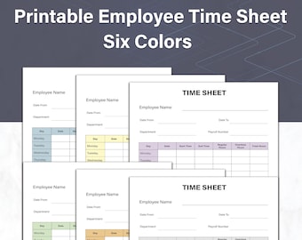 Hoja de horas de empleados editable en PDF, registro de nómina para pequeñas empresas, registro de trabajo de contratistas, tamaño A4 y carta (EE. UU.), descarga instantánea