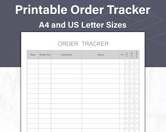 Afdrukbare ordertracker, klantbestellingsgeschiedenis en verkopen, pdf-bestand direct downloaden