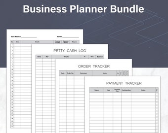 Business Ledger Template Bundle, Accounting Ledger, Petty Cash, Order & Payment Trackers, Instant Download