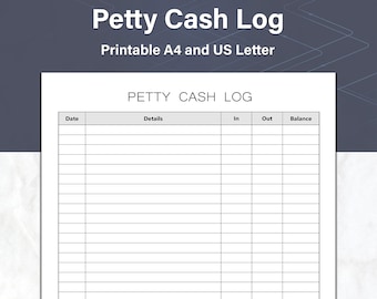 Hoja de flujo de caja imprimible con registro de caja chica, plantilla sencilla para contabilidad de pequeñas empresas.