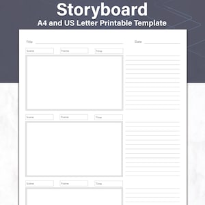 Plantilla imprimible de guión gráfico, plantilla de collage digital y planificador de YouTube, ideal para cineastas, tamaño A4 y carta de EE. UU.