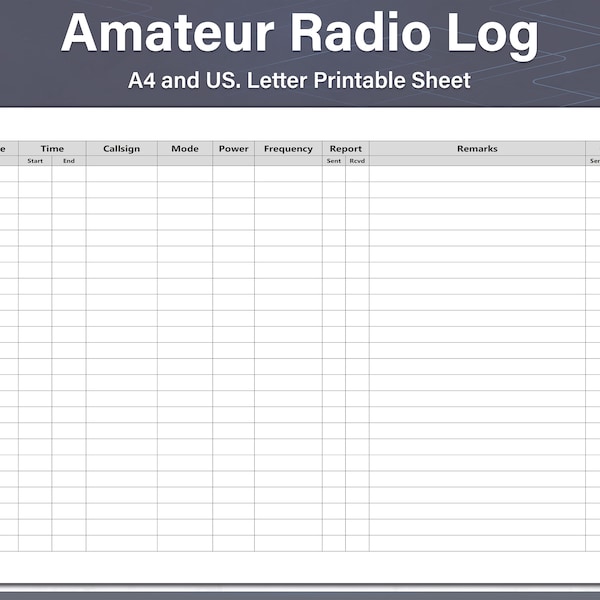 Ham Radio Log Sheets, Printable Amateur Radio Log, Logbook and QSL Sheets, Ideal for Binders, Great for a Gift