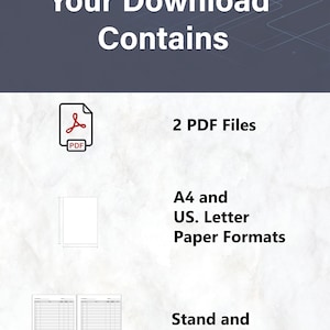May include: Two PDF files containing printable blank pages with stand and wide margins. The files are available in both A4 and US Letter paper formats.