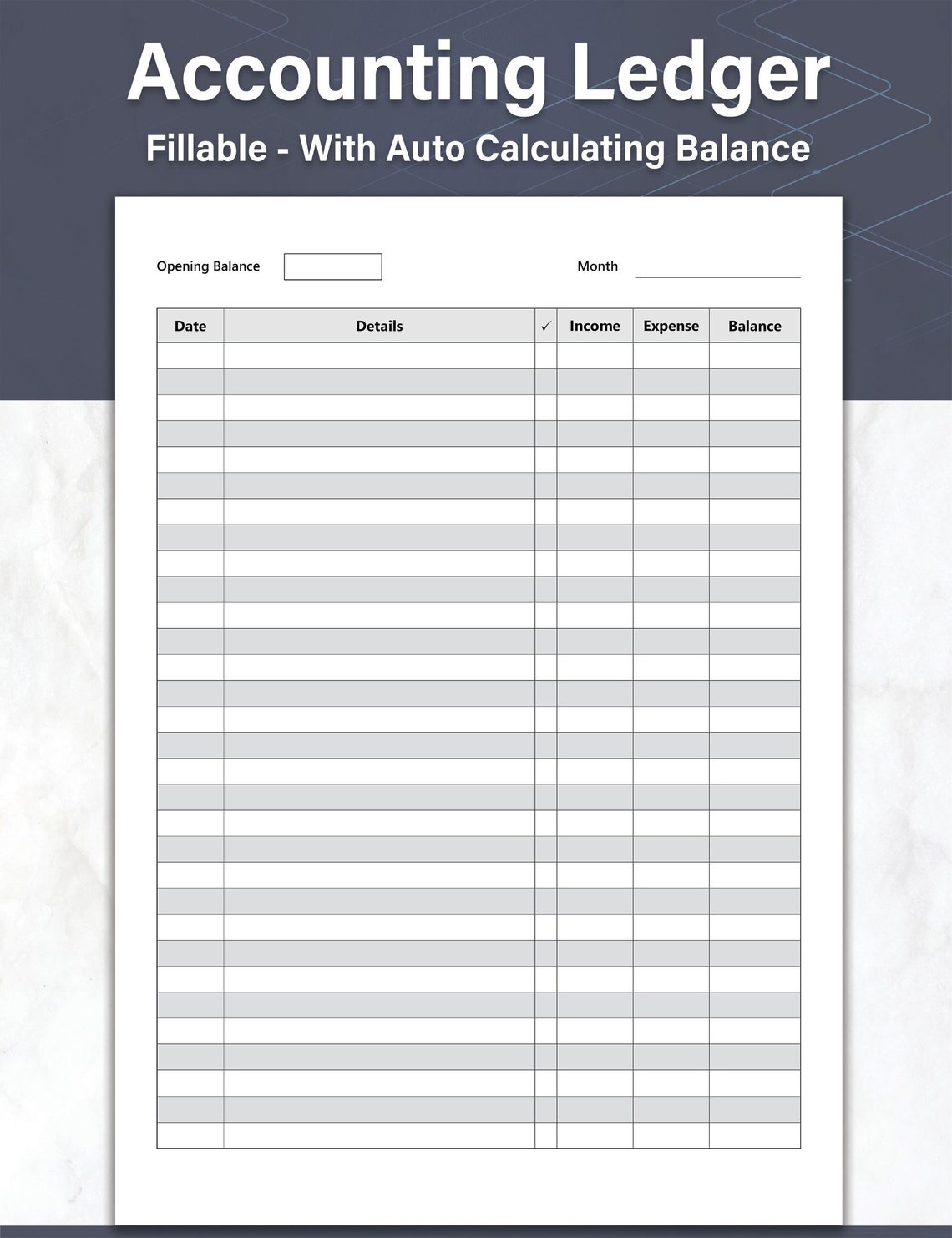 Accounting Ledger, Fillable and Printable Accounts Template, Business ...